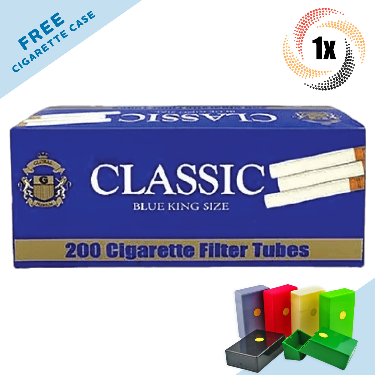 blue 2.0 cigarette 1x Box Classic Blue Light KING SIZE ( 200 Tubes ) Cigarette Tobacco RYO
