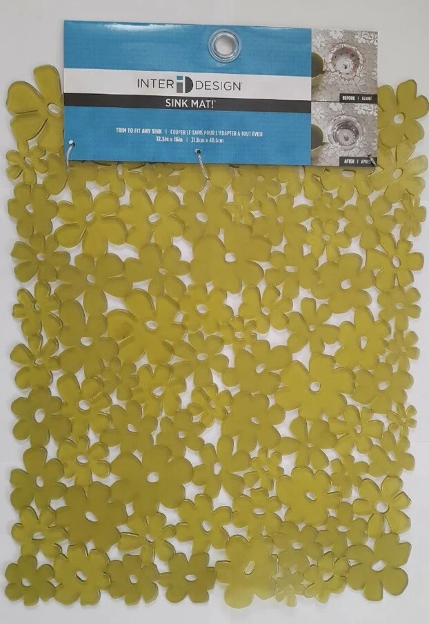 iDesign Blumz Floral Green Flexible Plastic Large Sink Protector Mat 12.5inx16in - Image 2 of 2