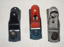 3 Vintage Block Hand Planes Woodworking Tools Stanley & 2 Unbranded