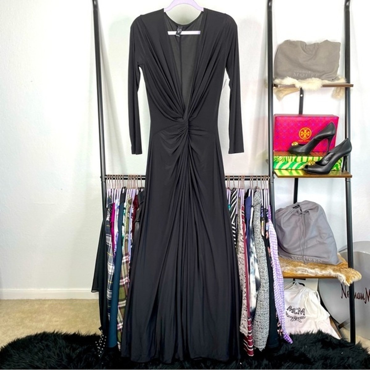 Windsor Black Slit Twist Maxi Dress
