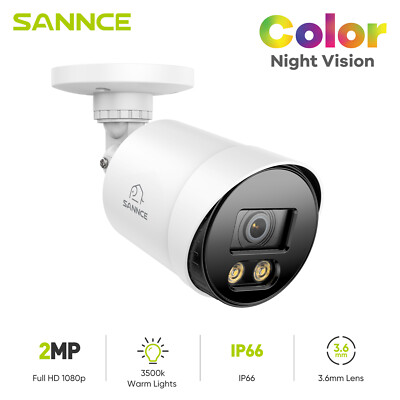 SANNCE 1080P Full Color Night Vision Outdoor 2MP Security Camera LED Warm Light