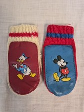 Vintage 1987 Donald Duck  Mickey Mouse  Children  s Mittens Vinyl/ Knit