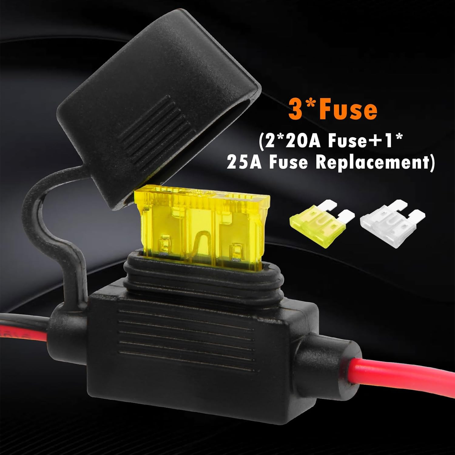 8Ft/2.44M 14 AWG Extension Cord Eyelet Terminal with Battery Clamp 12V/ 24V Batt