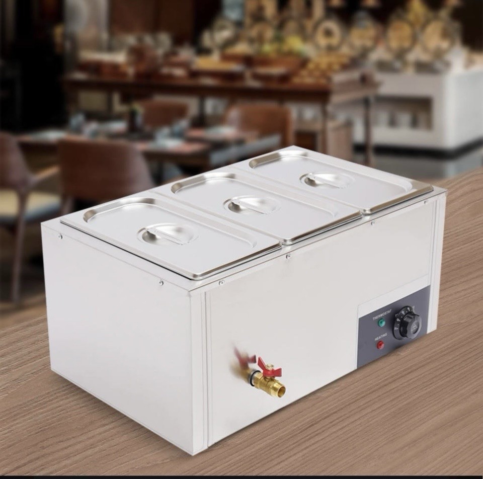 Bain Marie Électrique Inox 3 Bacs GN 1/3 Contrôle Thermostatique