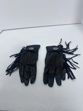 Harley Davidson Gloves Black Leather Fringe Gloves Womens XS