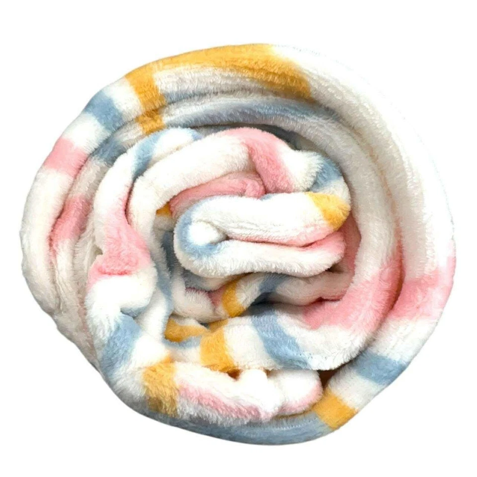 Target Throw Blanket Rainbow Stripe Soft Plush 50x60 Inch Colorful Cozy NWT - Image 3 of 4