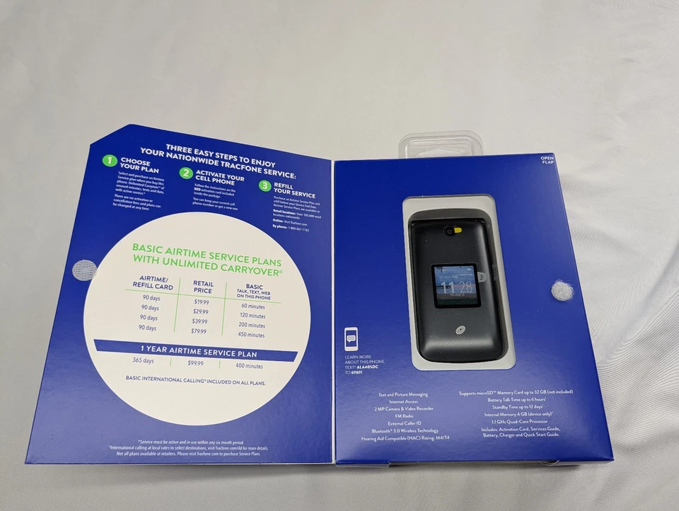 Tracfone Alcatel MyFlip A405DL Flip Phone Basic Talk Text Basic Service NEW - Image 2 of 4