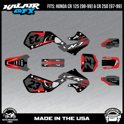 Graphics Kit for HONDA CR125 (1998-1999) & CR250 (1997-1999) Evader- Red Shift