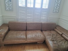  L Shaped Tan Leather  Sofa Heavy RRP 2000
