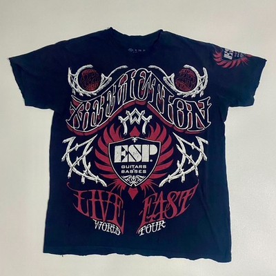 Affliction Shirt Mens M ESP Guitars Basses Live Fast World Tour Y2K Rock Tee