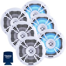 Memphis MXA602SLW Marine 6.5" Speakers, 3 Pairs, White/Blue LED