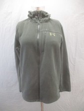 Under Armour Size M Mens Green Fleece Hooded Full Zip Logo Activewear Jacket 625