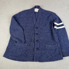 Vintage Lord James Sweater Men Large Blue Acrylic Button Collegiate Cardigan