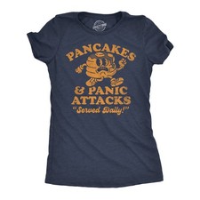 Womens Funny T Shirts Pancakes and Panic Attacks Sarcastic Graphic Novelty Tee