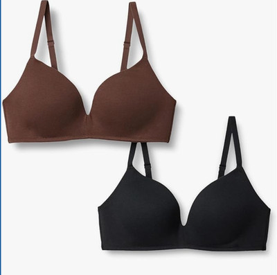 2-Pack Amazon Essentials Wireless Bras size 32DD Black & Rich Hazel NWT