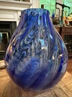 Murano V. Nason Collavini 1995 Blue Optic Art Glass Vase Signed 7” Italy