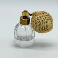 Vintage Clear Glass Perfume Atomizer With Gold Pump & Mesh Bulb