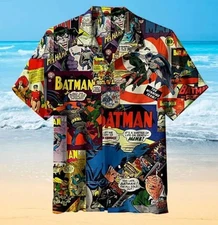 Batman Comic Striped Hawaiian shirt