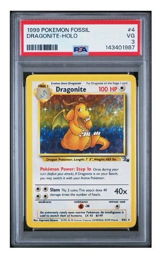 PSA 3 VG 1999 POKEMON FOSSIL DRAGONITE-HOLO 4