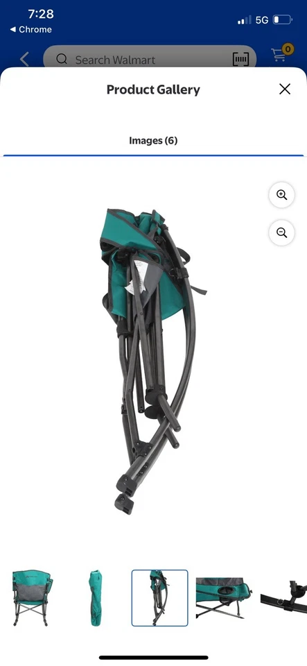 Silla mecedora Ozark Trail Tension 2 en 1 de malla, verde azulado y negro, desmontable Foto 4 de 4