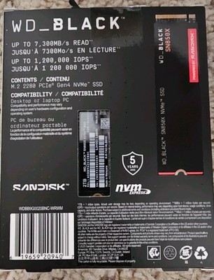 SanDisk WD_BLACK SN850X 2TB PCIe Gen4 NVMe M.2 2280 SSD 7300MB/s