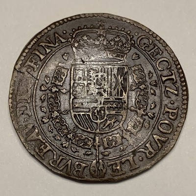 1668 Netherlands Jeton Coin – Charles II Portrait, 1600s Copper
