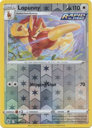 LOPUNNY 213/264 FUSION STRIKE POKEMON (REVERSE HOLO, NM)