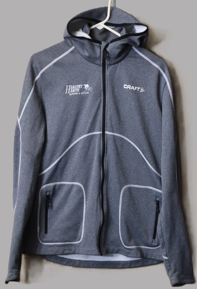 CRAFT Insulation Full Zip Gray Long Sleeve  Hooded Jacket Cycling Runners Sz L - Image 2 of 4
