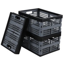 15 L Stackable Plastic Folding Crate 3Pack Collapsible Storage