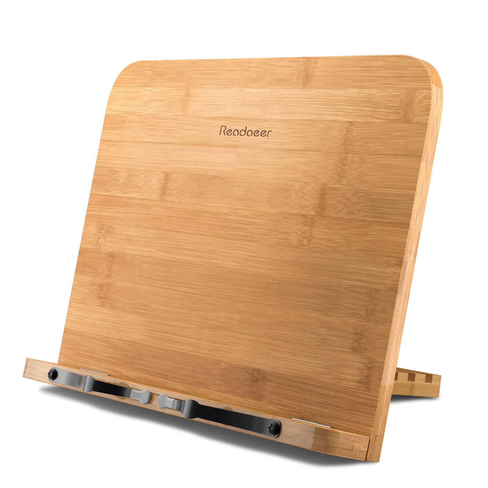 READAEER Bamboo Folding Portable Reading Stand Bookstand Cookbook M, Brown