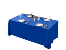 90x132 Inch Rectangular Polyester Tablecloth Blue Wedding Banquet Party Decor