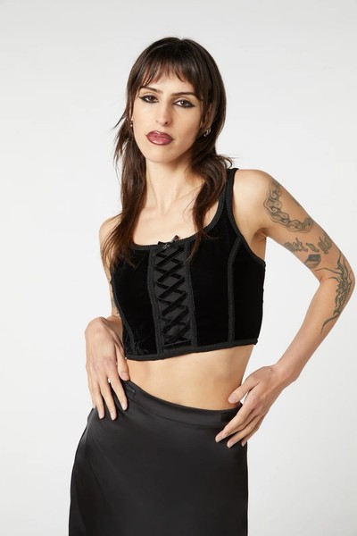Dangerfield Black Friday 10th House Velvet Corset Top Size 16 L 