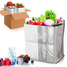 50-Pack 10x10x10" Foil Insulated Box Liners for Frozen Food Shipping