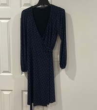 Laundr By Shelli Segal Wrap Dress Blue Geometric Print Stretch Women’s Size 4