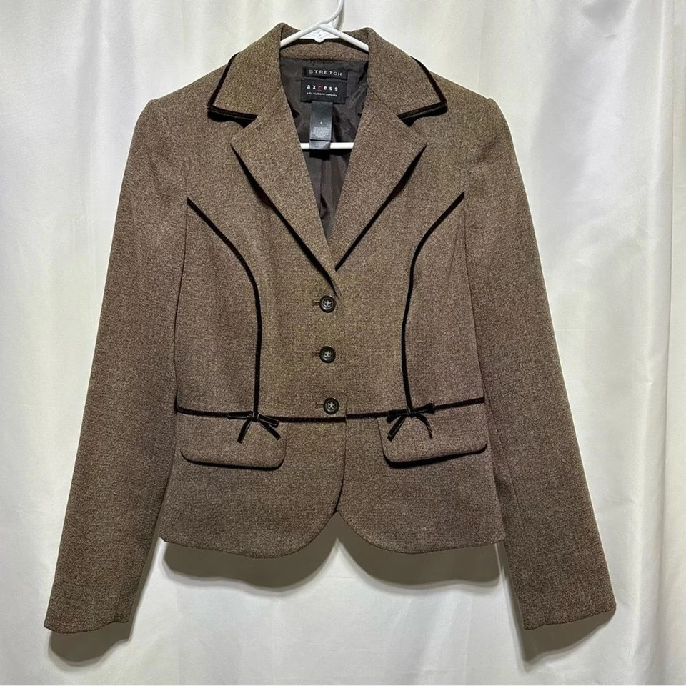 Blazer Axcess Liz Claiborne Marrón Acentos Terciopelo Talla 4 Foto 4 de 4
