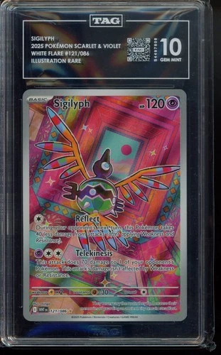 TAG 10 - 2025 Sigilyph 121/086 Sv: White Flare Holo Pokemon