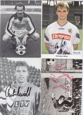 1. FC Nürnberg 4 Autogrammkarten in anderem Trikot Knäbel Berkemeier Strich Wück