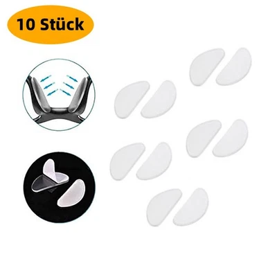 10 Stück Silikon Nasenpads selbstklebend Brillenpads Sonnenbrille Milchig Weiß - Bild 1 von 4