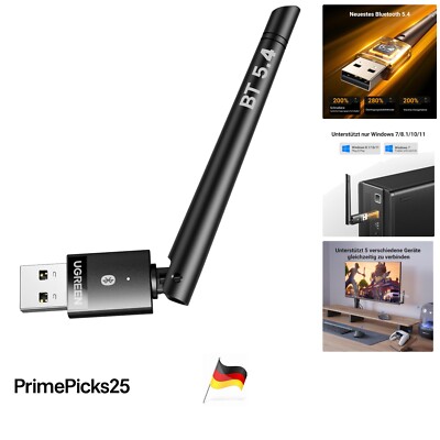 Bluetooth 5.4 Adapter mit Antenne für PC   hohe Reichweite & Plug and Play