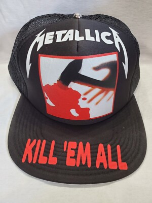 Triple Print Metallica Kill Em All Trucker Black Hat Snapback Adjustable