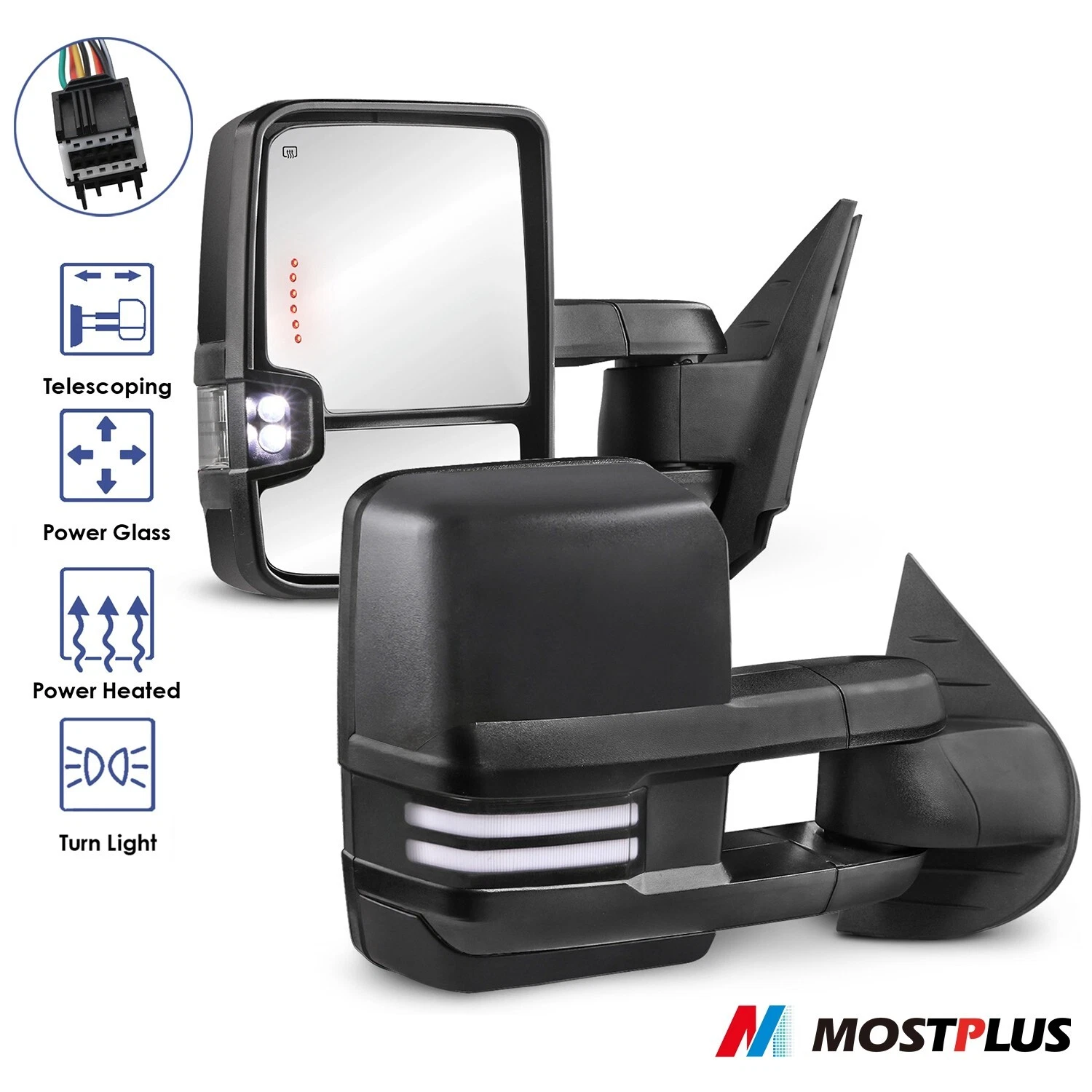 Pair Power Heated Tow Mirrors For 2007-2014 Chevy Silverado Tahoe GMC Sierra