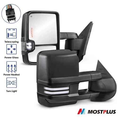 Pair Power Heated Tow Mirrors For 2007-2014 Chevy Silverado Tahoe GMC Sierra