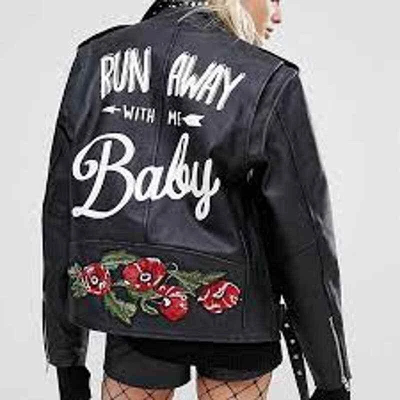 Leather jacket top with back print