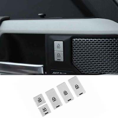 For Land Rover Defender Silver Aluminum Inner Door Lock Button Sticker 2020-2023