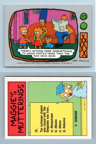 Nothing More Disheartening #47 The Simpsons 1990 Topps Trading Card