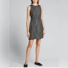 Theory Black Multi Pressed Tweed Sleeveless Shift Dress 4