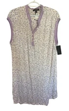 René Rofé NWT Floral Sleeveless Nightgown 2X Purple White