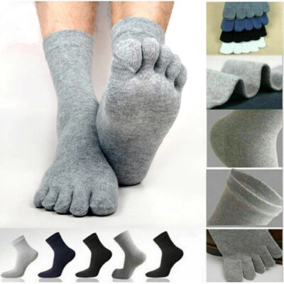 5 Pairs Men's Five Fingers Socks Cotton Absorbent Mix Color 5 Toe Stockings Soft