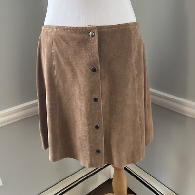 NWT Topshop Suede Mini Skirt Snap Button Front Brown tan UK16