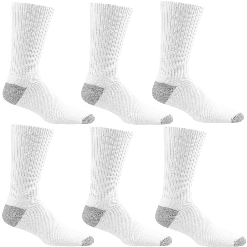 3-12 Pairs Mens Sports White 2 Tones Athletic Cotton Crew Socks Size 9-11 10-13